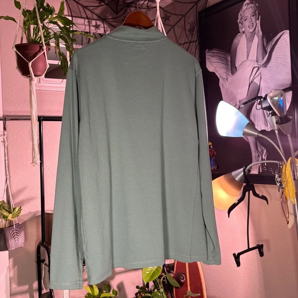 J. Crew Quarter Zip Pullover Mens XXL Sage Green Performance Textured Golf Shirt